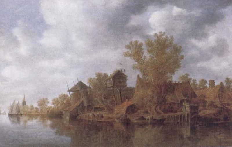 Jan van  Goyen River Landscape Norge oil painting art